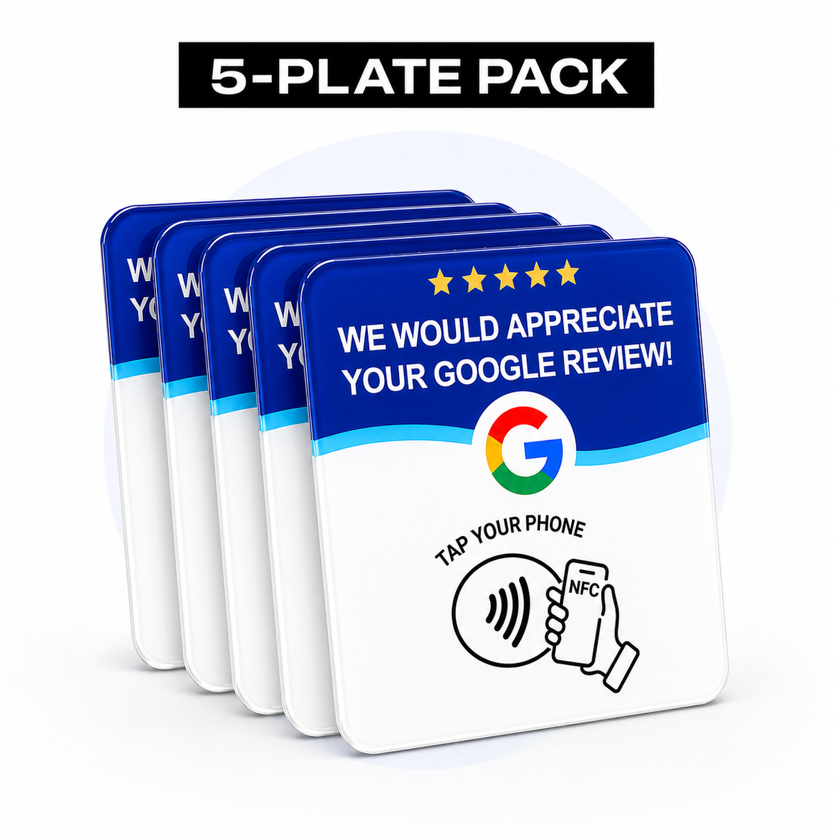 RepHero Google review plate 5-plate pack